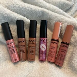 Brand New Bundle of 6 “NYX” Butter Glosses, Matte Creams & Lip Oils
